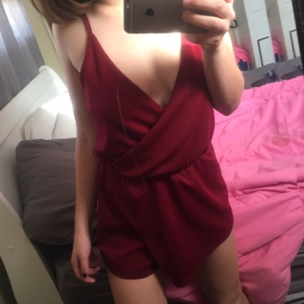 Urban Outfitters red front flap romper size small